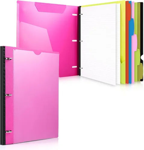 Vista 10 de WOT I Paquete de 1 Carpeta de Anillas Telescópica de 3 Anillas - Cubierta Personalizable, 5 Divisores y Carpeta de Bolsillo en un Organizador Negro