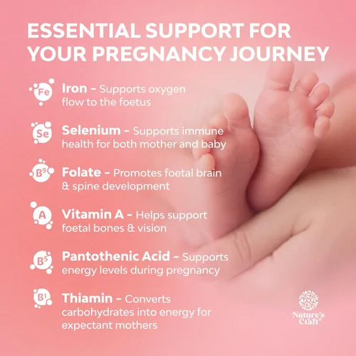 Vista 2 de Natures Craft Gomitas prenatales veganas para mujer, vitaminas prenatales gomosas para mujeres con ácido fólico de hierro y mezcla de superfrutas