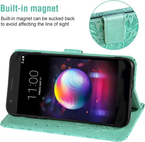 Vista 4 de Funda de teléfono para LG K30 2018 5.3/Premier Pro LTE/Phoenix Plus/Harmony 2/K10/Xpression Wallet con protector de pantalla de vidrio templado Flip