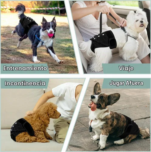 Vista 5 de Leekalos - Pañales reutilizables y lavables para perras (paquete de 3 unidades) - Pañales para perros altamente absorbentes - Tamaño ajustable