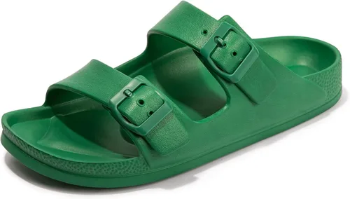 Vista 38 de FUNKYMONKEY - Sandalias bajas cómodas para mujer, hechas de etilvinilacetato, ajustables con hebilla doble