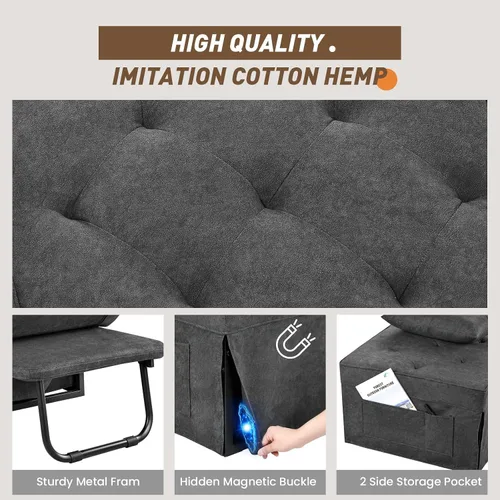 Vista 13 de Sofá de cama otomano 4 en 1, silla convertible para cama