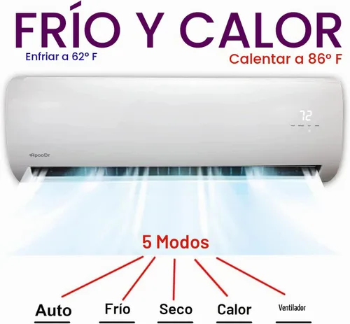 Vista 2 de 9000 BTU Mini Split Aire Acondicionado Sistema Inversor Sin Conductos 17 SEER2 con Bomba de Calor 110V, con Kit de Instalación