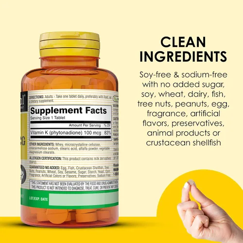 Vista 5 de MASON NATURAL Vitamina K 100 mcg, apoyo para huesos y articulaciones, suministro para 300 días