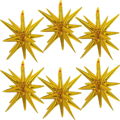 Vista 14 de 6 globos de estrella negra, globos de 22 pulgadas, globos de papel de aluminio con forma de estrella de Mylar para fiestas de cumpleaños, bodas