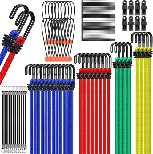 Vista 17 de Rollo de cuerda elástica resistente, cuerdas elásticas de grado marino de 1/4 pulgadas x 110 pies, cuerdas elásticas negras superelásticas, cable