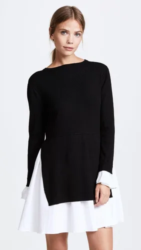 Vista 2 de English Factory Vestido de punto combinado de popelina para mujer