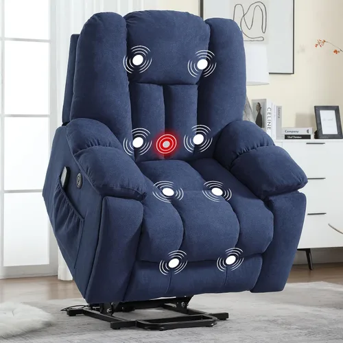 Vista 11 de CANMOV Silla reclinable eléctrica con masaje y calor para adultos mayores, reclinables anchos y tapizados, mecanismo de movimiento reclinable