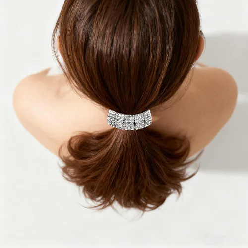 Vista 2 de 3 ligas elásticas para el cabello con diamantes de imitación para cola de caballo, accesorios para el cabello para mujeres y niñas