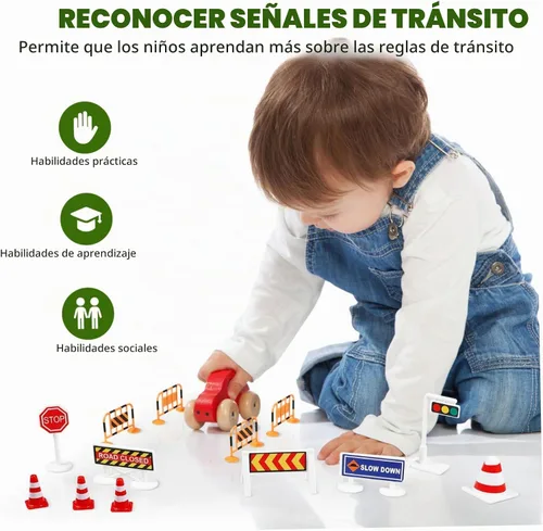 Vista 8 de TOYANDONA Conjunto interactivo de señales de tráfico: señales de tráfico atractivas para el juego cognitivo y el aprendizaje de los niños