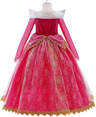 Vista 2 de Lito Angels Disfraz de princesa durmiente para niñas, Halloween, fiesta de cumpleaños, vestido de baile con accesorios