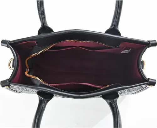 Vista 7 de Bolso y monedero para mujer, 3 piezas, con patrón de cocodrilo, cartera de embrague, tarjetero Gris