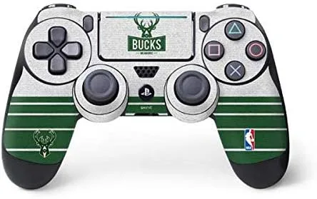 Vista 4 de Skinit Calcomanía para juegos compatible con PS4 Pro/Slim Controller, con licencia oficial de la NBA Milwaukee Bucks Animal Print Black Design