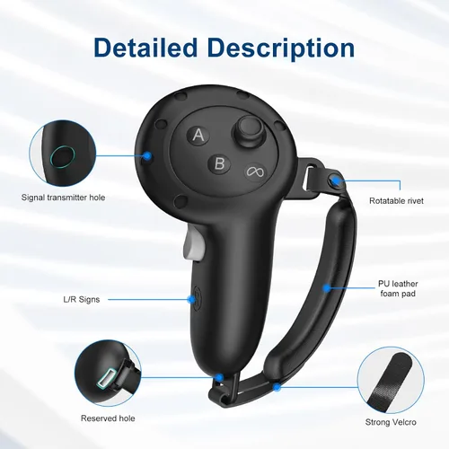 Vista 2 de Doohoeek Funda de agarre para controladores compatible con accesorios Meta Quest 3Oculus Quest 3, funda de agarre Slicone funda protectora