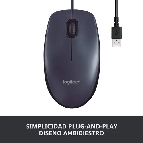Vista 3 de Logitech - USB mouse óptico, USB mouse 910-001439., Negro