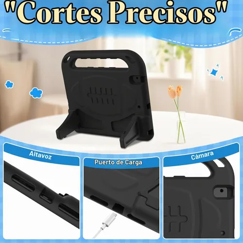 Vista 6 de BMOUO Funda para niños para iPad 9.7 2018/2017/iPad Air 2/1/Pro 9.7 - Protector de pantalla integrado con mango a prueba de golpes, funda