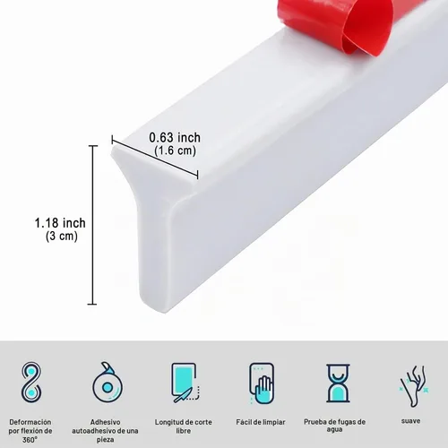 Vista 2 de Protector de agua plegable para ducha, protector contra salpicaduras de agua, barrera de agua para cabina de ducha, retenedor para separación húmeda