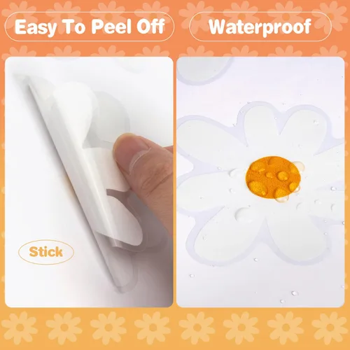 Vista 5 de 36 calcomanías de pared florales de margaritas blancas para niños, guardería, aula, sala de estar