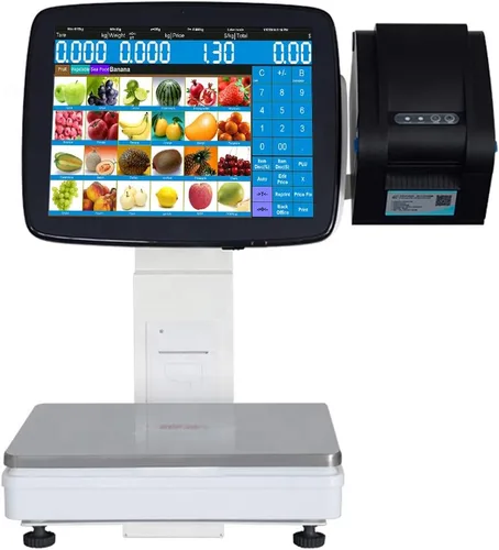 Vista 5 de Caja registradora de puntos de venta al por menor con pantalla táctil dual con pesaje y código de barras SET01