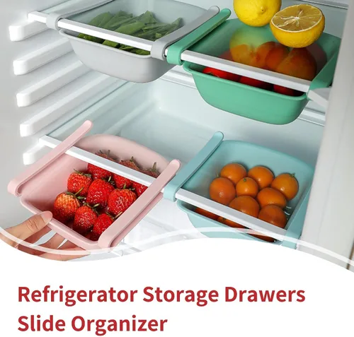 Vista 2 de Organizador de cajones para nevera, almacenamiento lateral del refrigerador, refrigerador debajo del estante, mini organizadores de refrigerador