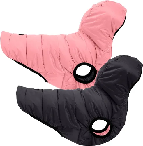 Vista 12 de Pawtitas Chaqueta reversible resistente al viento para perro, resistente al agua, abrigo de perro azul y amarillo para clima frío, tamaño de raza