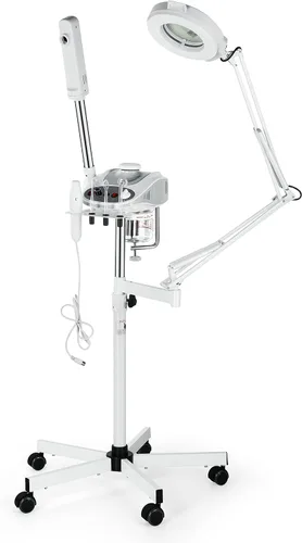 Vista 4 de Funnylife Vaporizador facial 3 en 1, lámpara de vapor facial con aumento 5X y máquina de alta frecuencia para salón de spa, equipo de belleza blanco