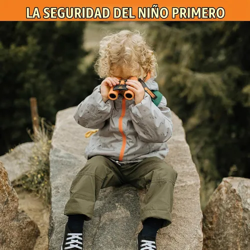 Vista 8 de BeBison - Binoculares para niños, óptica real de alta resolución de 8 x 21 pulgadas, binoculares compactos plegables a prueba de golpes, para Naranja