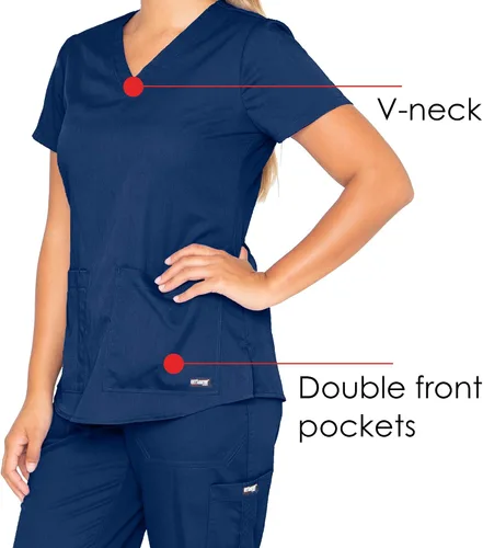 Vista 5 de Uniforme quirúrgico con cuello en V dos bolsillos para mujer Greys Anatomy