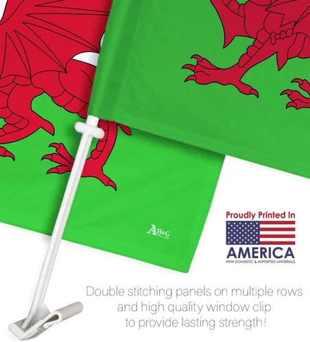 Vista 3 de Paquete de bandera de coche de la Copa del Mundo 2022 de Gales, bandera americana para carros, decoración de automóviles, pancarta pequeña