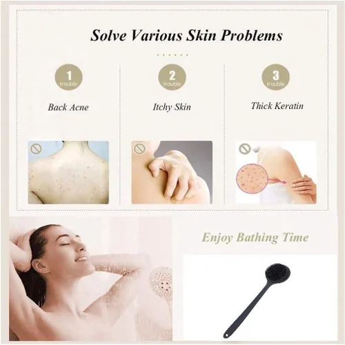 Vista 3 de Depurador corporal de silicona, depurador de espalda de mango largo para cuerpo, cepillo de espalda para ducha, exfoliante corporal