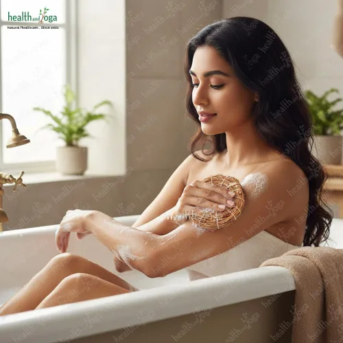 Vista 4 de HealthAndYoga(TM) Exfoliante de baño natural hipoalergénico de vetiver - Calmantemente fragante - Exfoliación más saludable para una piel más suave