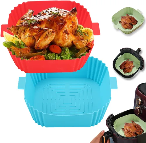 Vista 8 de LYHOLKEER Forros de silicona para freidora de aire Chefman de 6 cuartos de galón, Instant Pot Vortex Plus 6QT XL, 1 cesta cuadrada de silicona