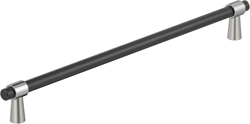 Vista 25 de Amerock BP37385FBG10 Mango de gabinete negro mate/níquel satinado Mango de gabinete de 3 pulgadas (76 mm) de centro a centro Mergence