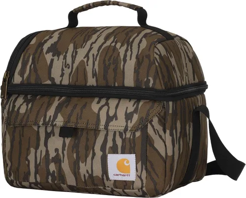 Vista 6 de Carhartt Lonchera con dos compartimentos para 12 latas, duradera, totalmente aislada, para mujeres y hombres, lonchera grande (negro)