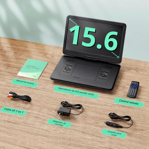 Vista 9 de YOTON Reproductor de DVD portátil de 17.5 pulgadas con pantalla giratoria HD de 15.6 pulgadas para automóvil y niños, 4-6 horas de tiempo de trabajo