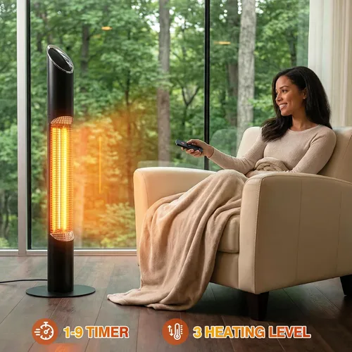 Vista 3 de Calentador eléctrico Outdoot independiente, calentador infrarrojo para exteriores e interiores, calentador de garaje eléctrico de 1500 W, control