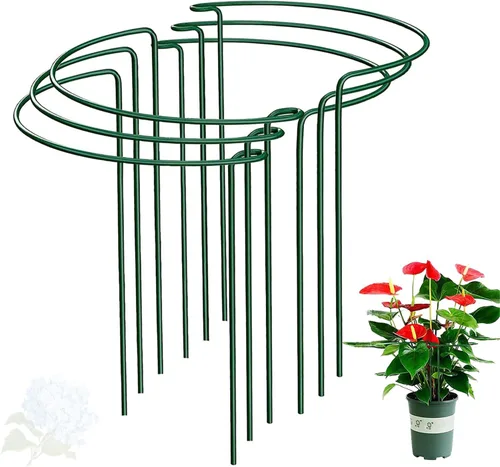 Vista 11 de Estaca de soporte para plantas de serpiente, estaca y soporte de peonía semicircular, jaula de soporte de hortensias resistente, anillo de soporte