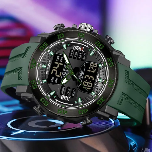 Vista 3 de KXAITO Men's Stainless Steel case Sports Watch Military Watch Outdoor LED Stopwatch Digital Electronic Large Dual Display Waterproof Tactical Army