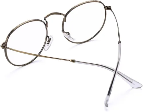 Vista 5 de AZorb Gafas redondas transparentes con marco de metal clásico, sin receta para mujeres y hombres