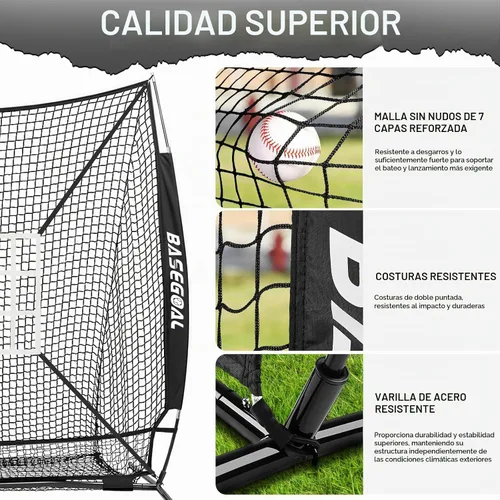 Vista 2 de BaseGoal 6x6ft Baseball Practice Net with Batting Tee,Caddy and Strike Zone