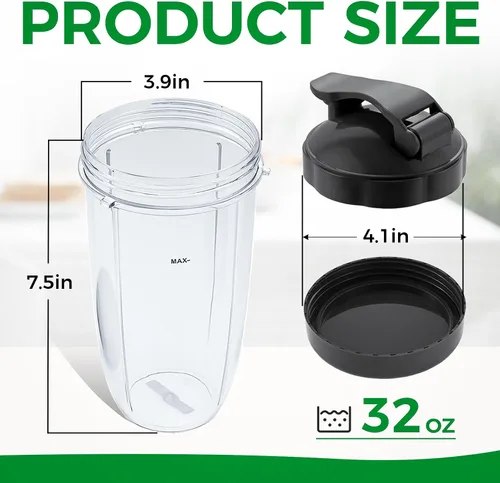 Vista 23 de Vasos de licuadora de repuesto para licuadora Nutribullet de 18 onzas con tapa, compatible con Nutribullet 600 W 900 W licuadora exprimidor