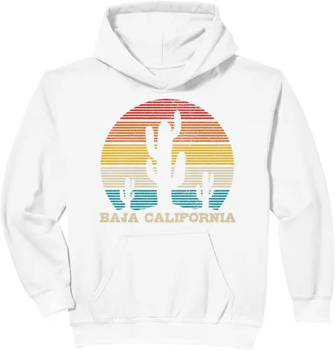 Vista 4 de Baja California Cactus Vintage Retro Desert Souvenir Gift Sudadera con capucha Negro