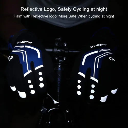Vista 6 de INBIKE Guantes de ciclismo para hombres invierno a prueba de viento reflexivo almohadillas de gel térmico pantalla táctil