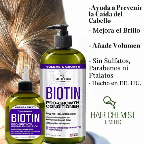 Vista 4 de Hair Chemist Biotin Pro-Growth - Aceite para el cabello de alta calidad, 7.1 oz.