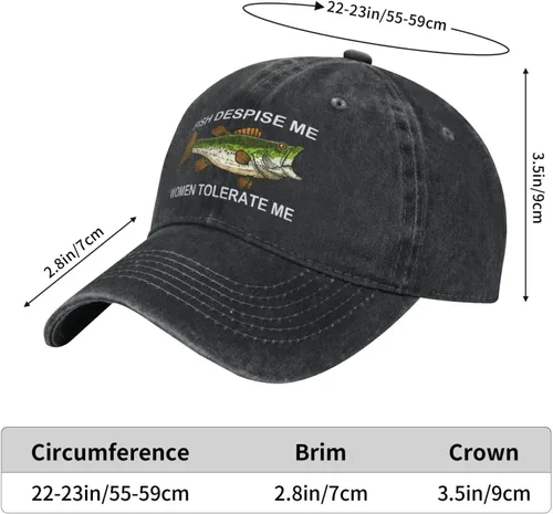 Vista 6 de Fishing Cap Fish Despise Me Women Tolerate Me Hat for Men Baseball Caps Vintage Caps Negro