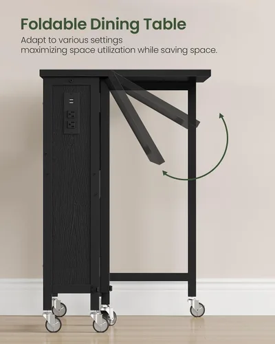 Vista 5 de CHOEZON Escritorio plegable moderno para computadora de 31.5 pulgadas con tomas de corriente, ruedas, almacenamiento, perfecto para espacios Negro