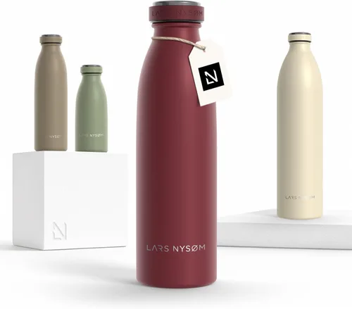 Vista 78 de LARS NYSØM Botella de agua aislada de acero inoxidable de 12 onzas, 17 onzas, 25 onzas, 34 onzas, 51 onzas, frasco térmico aislado para bebidas
