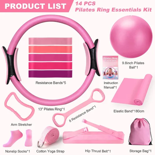 Vista 7 de Pilates Ring Set for Home Workout-13'' Magic Circle and Ball