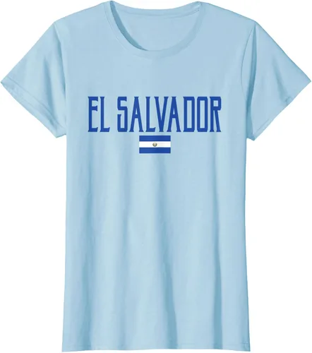 Vista 23 de Camiseta de texto azul con bandera de El Salvador, Negro, S