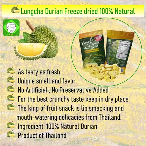 Vista 5 de Durian King of Fruit - Durian Monthong fresco liofilizado al vacío, hecho de fruta real, 1.76 oz o 1.75 onzas, paquete de 2